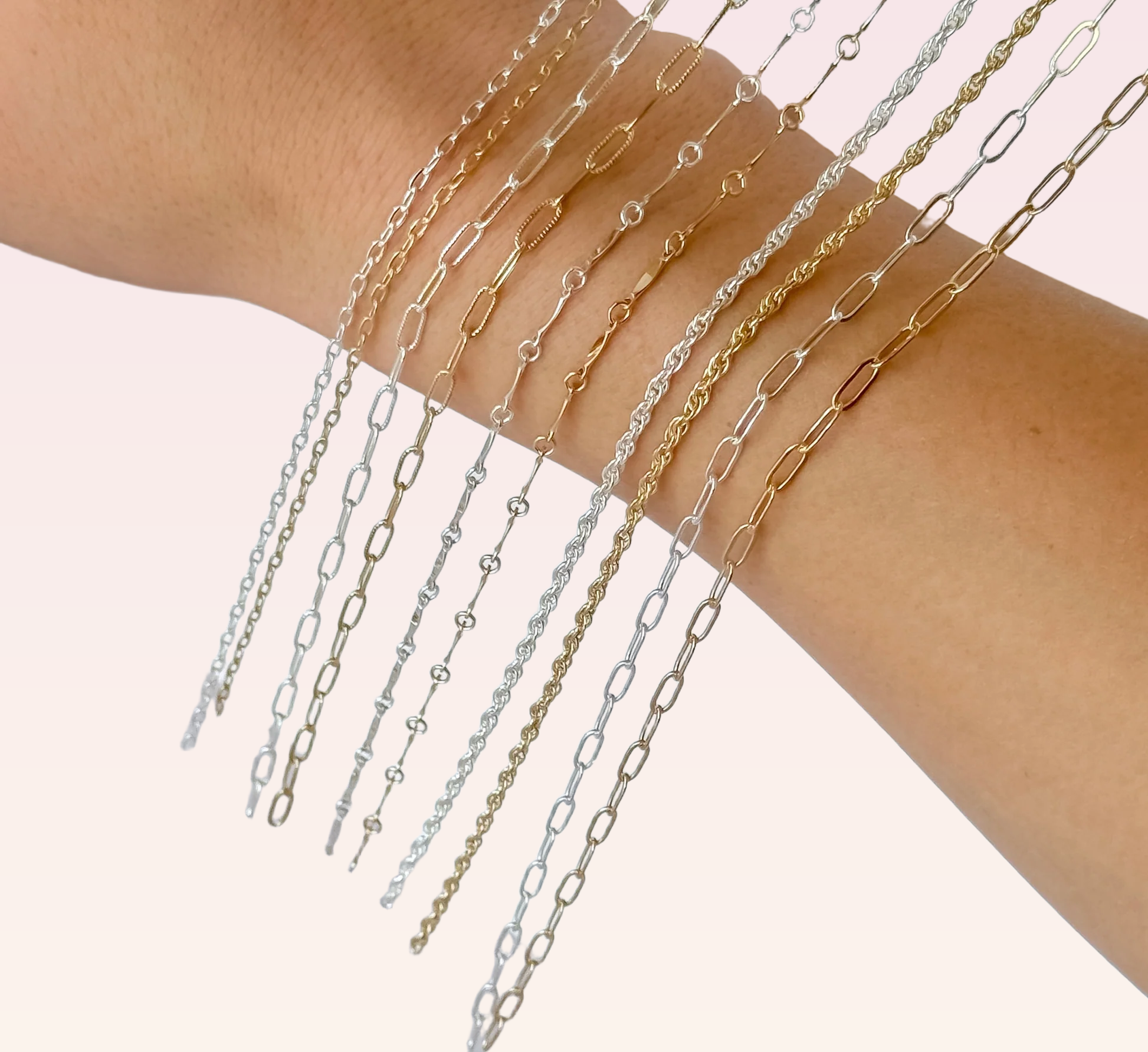 Stacked gold permanent bracelets from Trendlingzz near Bennington, Nebraska