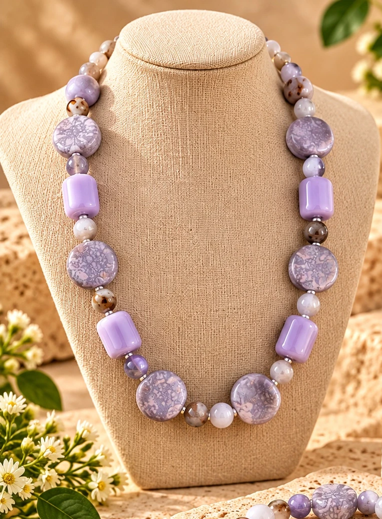 Lavender Bloom necklace, bracelet and earrings