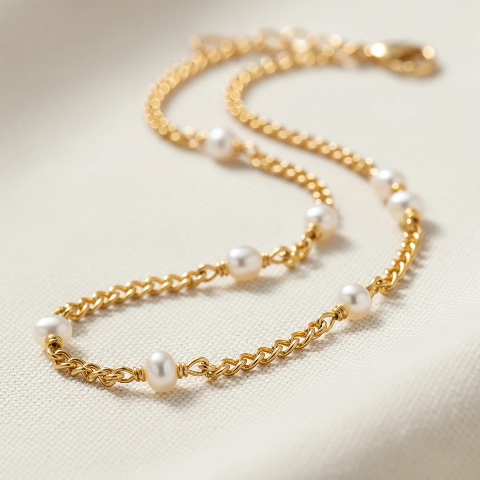 Dainty pearl station permanent necklace from Trendlingzz in Millard, Nebraska