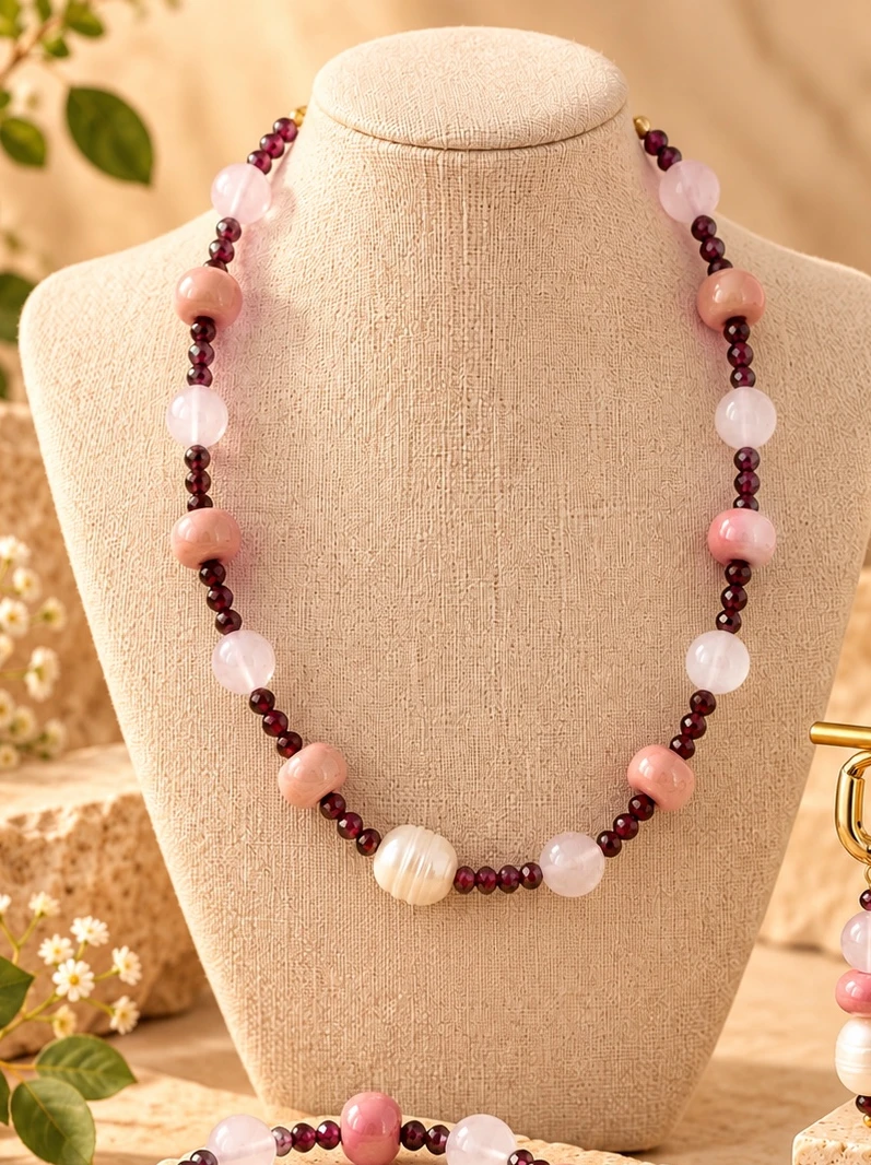 Blush Harmony necklace, bracelet and earrings