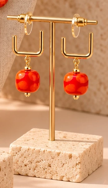 Fiery Coral earrings — supplied product photograph