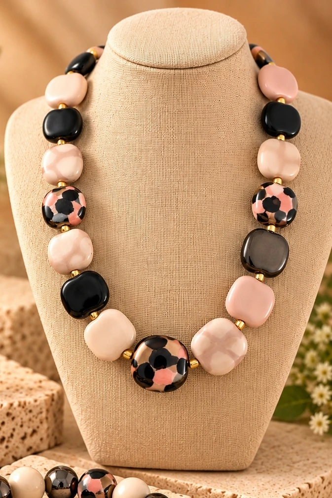 Blush Noir necklace, bracelet and earrings