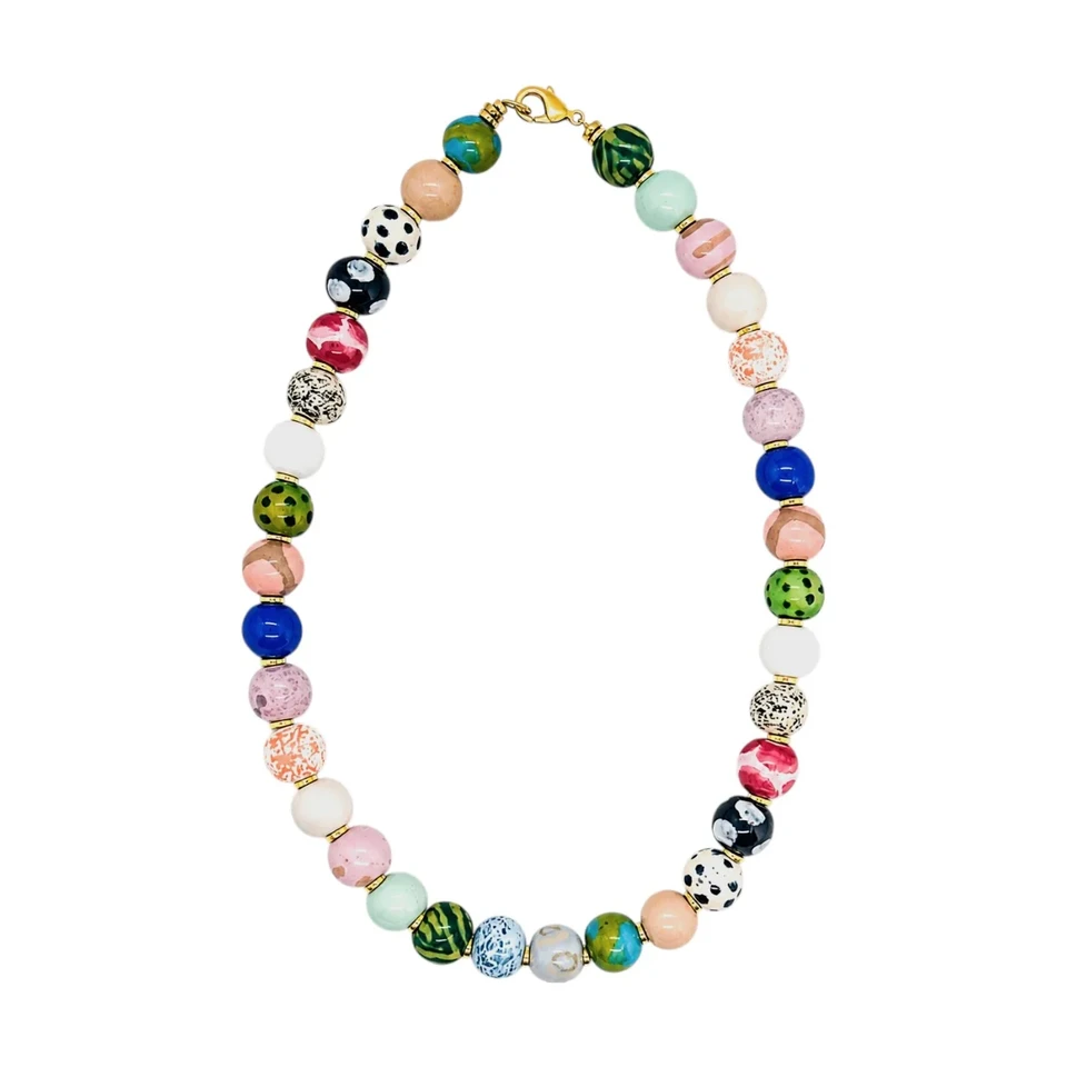 Color Confetti multicolor artisan bead necklace