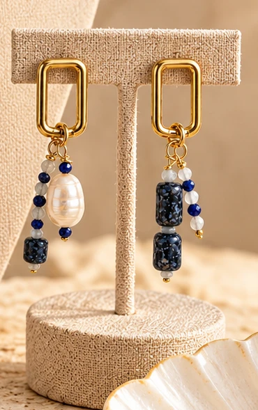 Navy Classic earrings — supplied product photograph