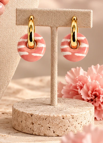 Peach Blossom earrings — supplied product photograph