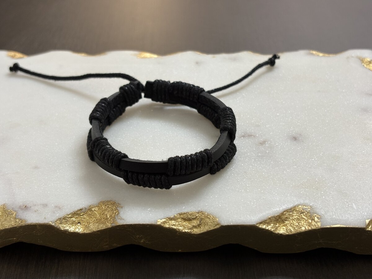 Black Macramé Knotted Leather Bracelet