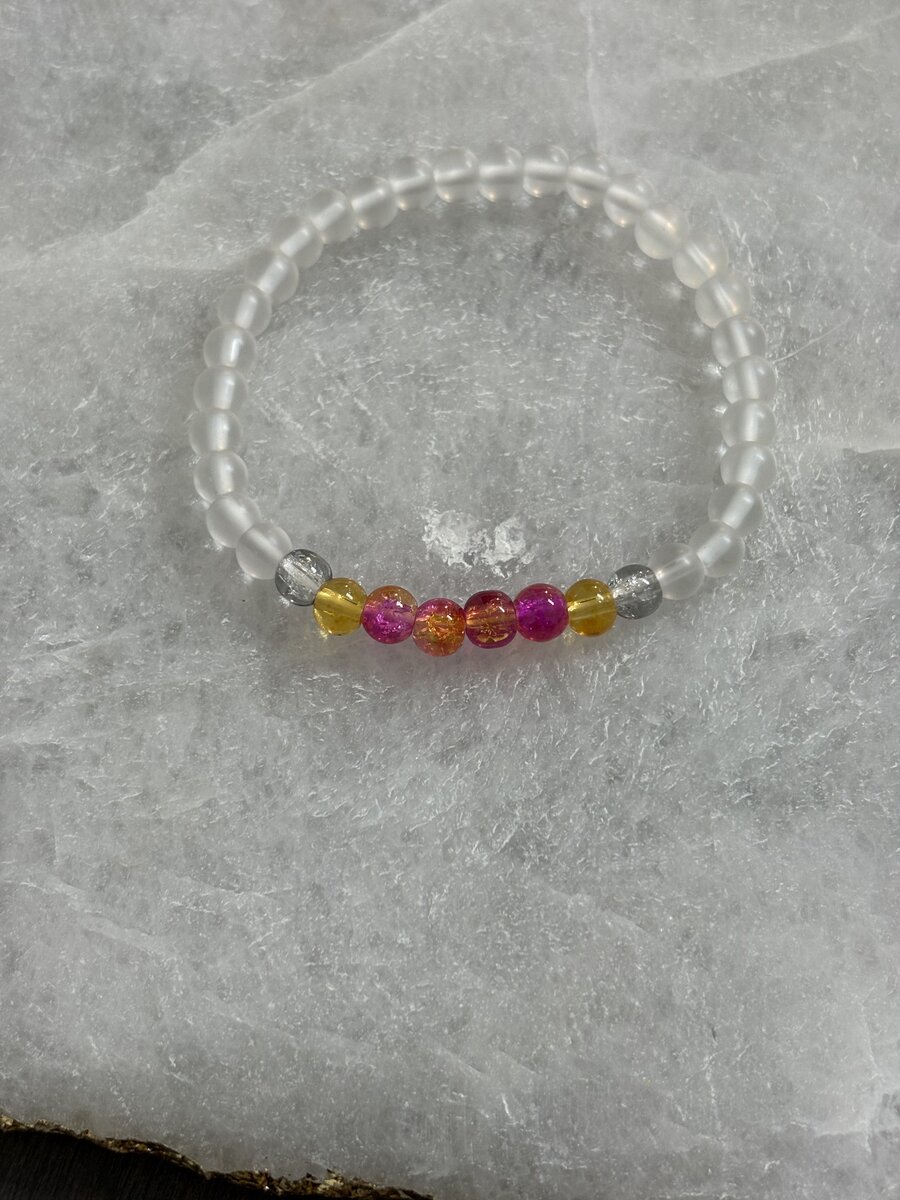 Clear Frost Sunset Crackle Bracelet