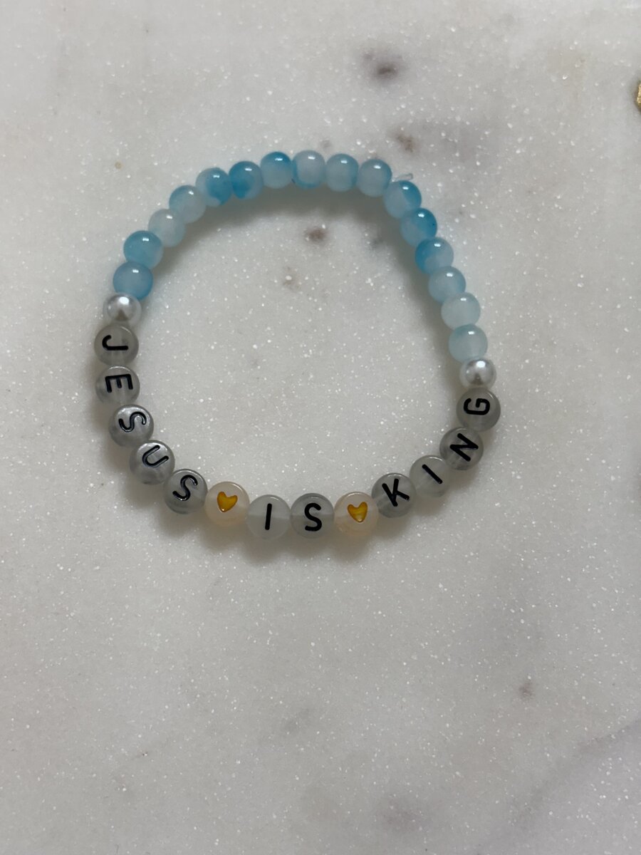 Jesus Is King Letter Bead Bracelet