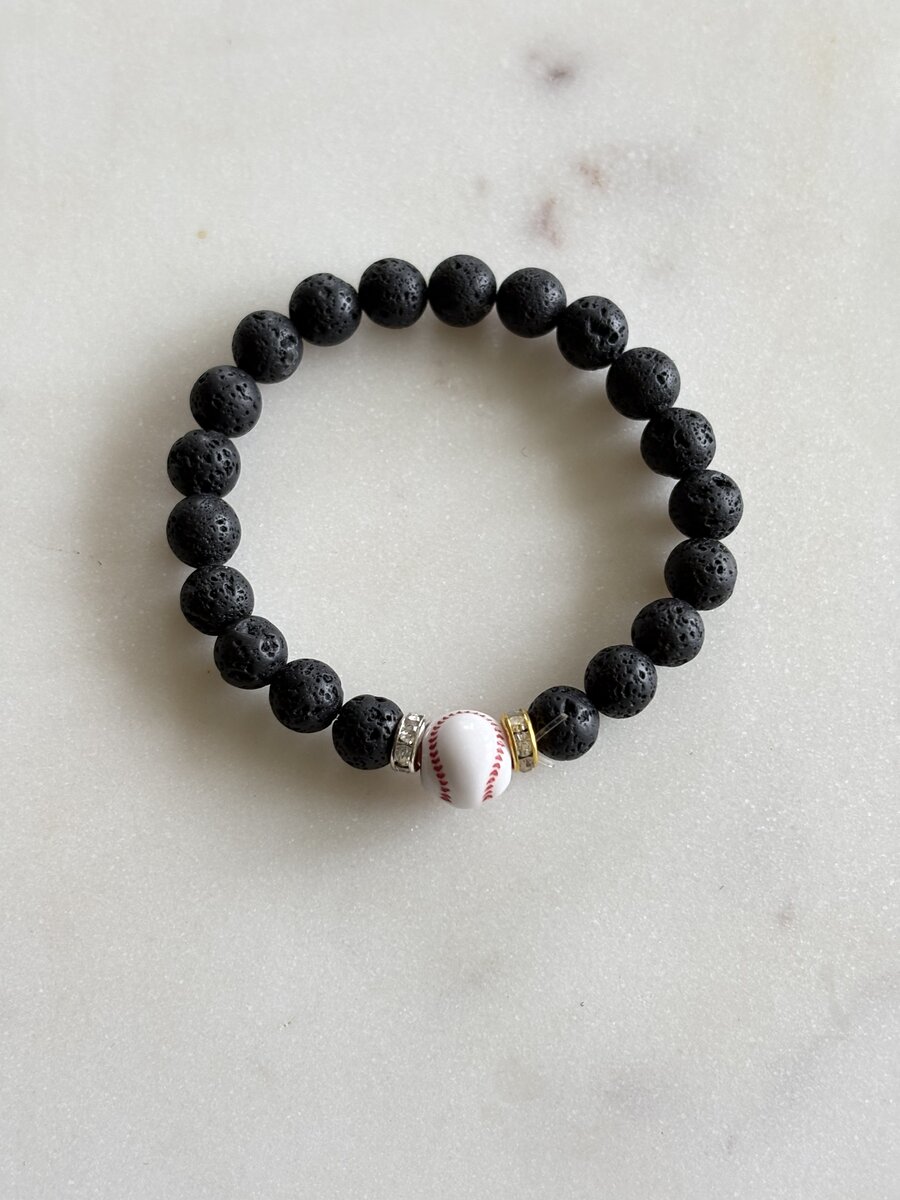 Lava Stone Baseball Bracelet
