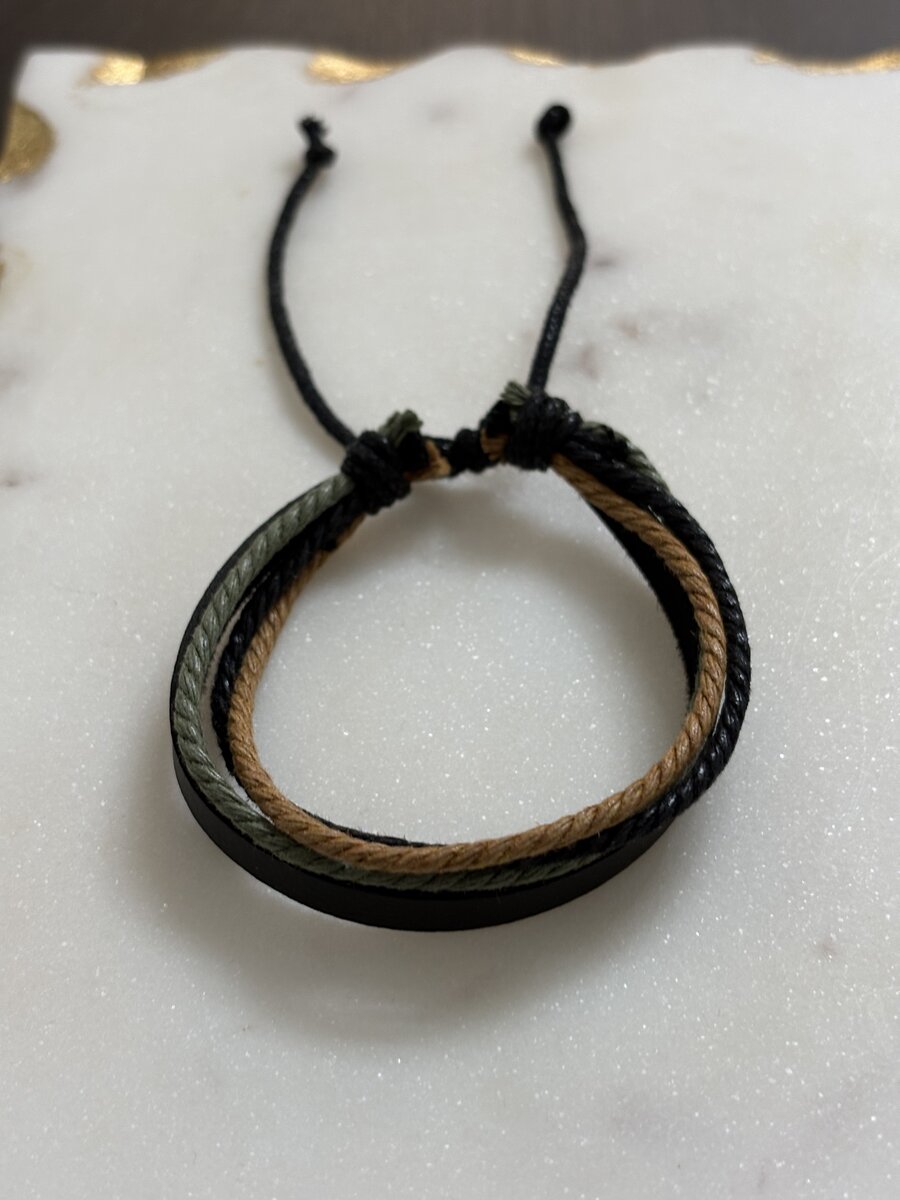Multi-Cord Black Olive & Tan Bracelet