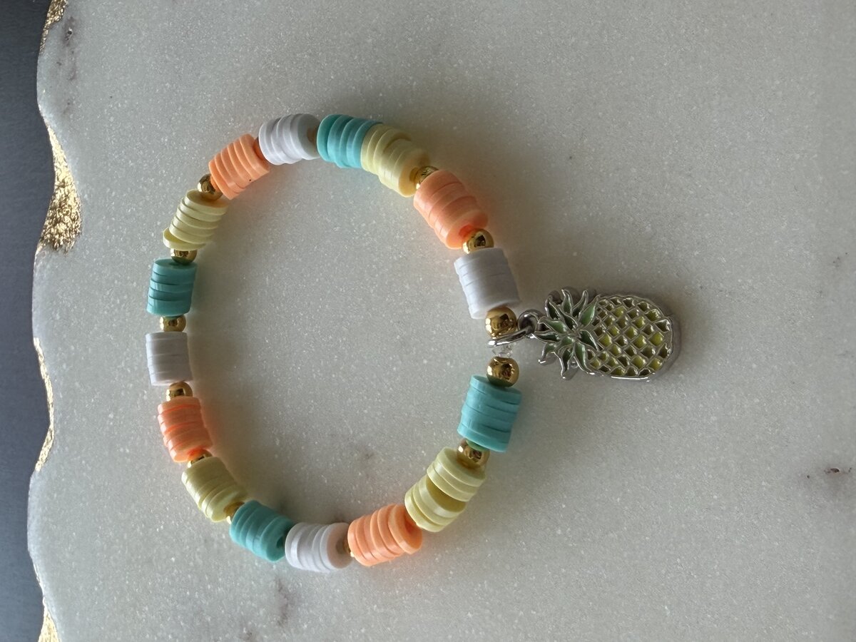 Tropical Pineapple Clay Bead Bracelet