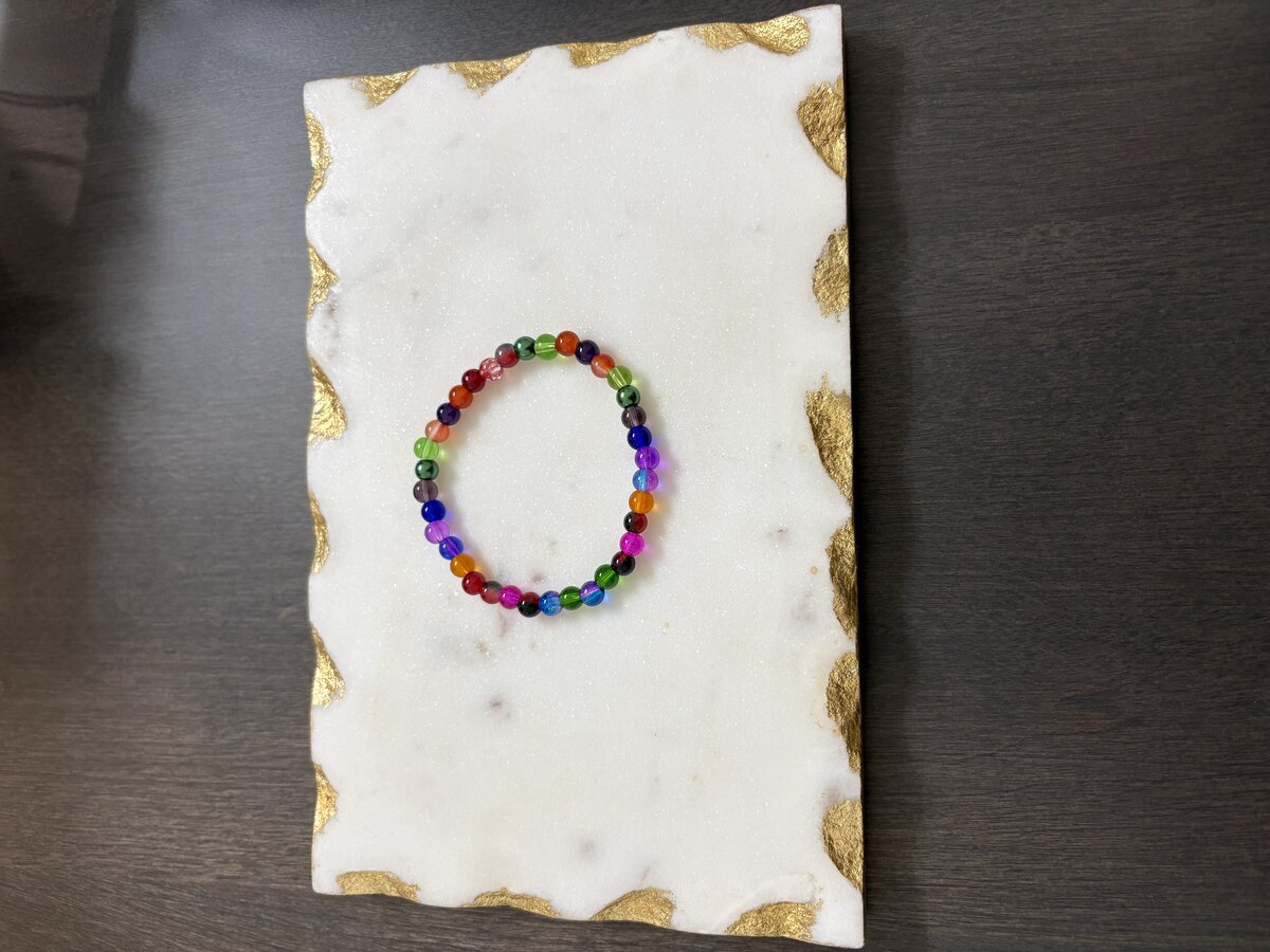 Rainbow Glass Bead Bracelet