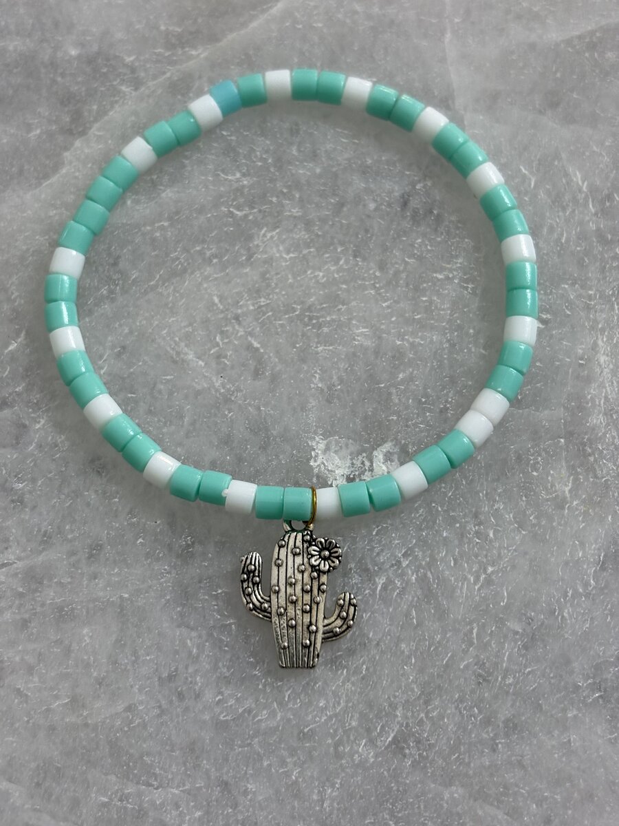 Teal Cactus Heishi Bracelet