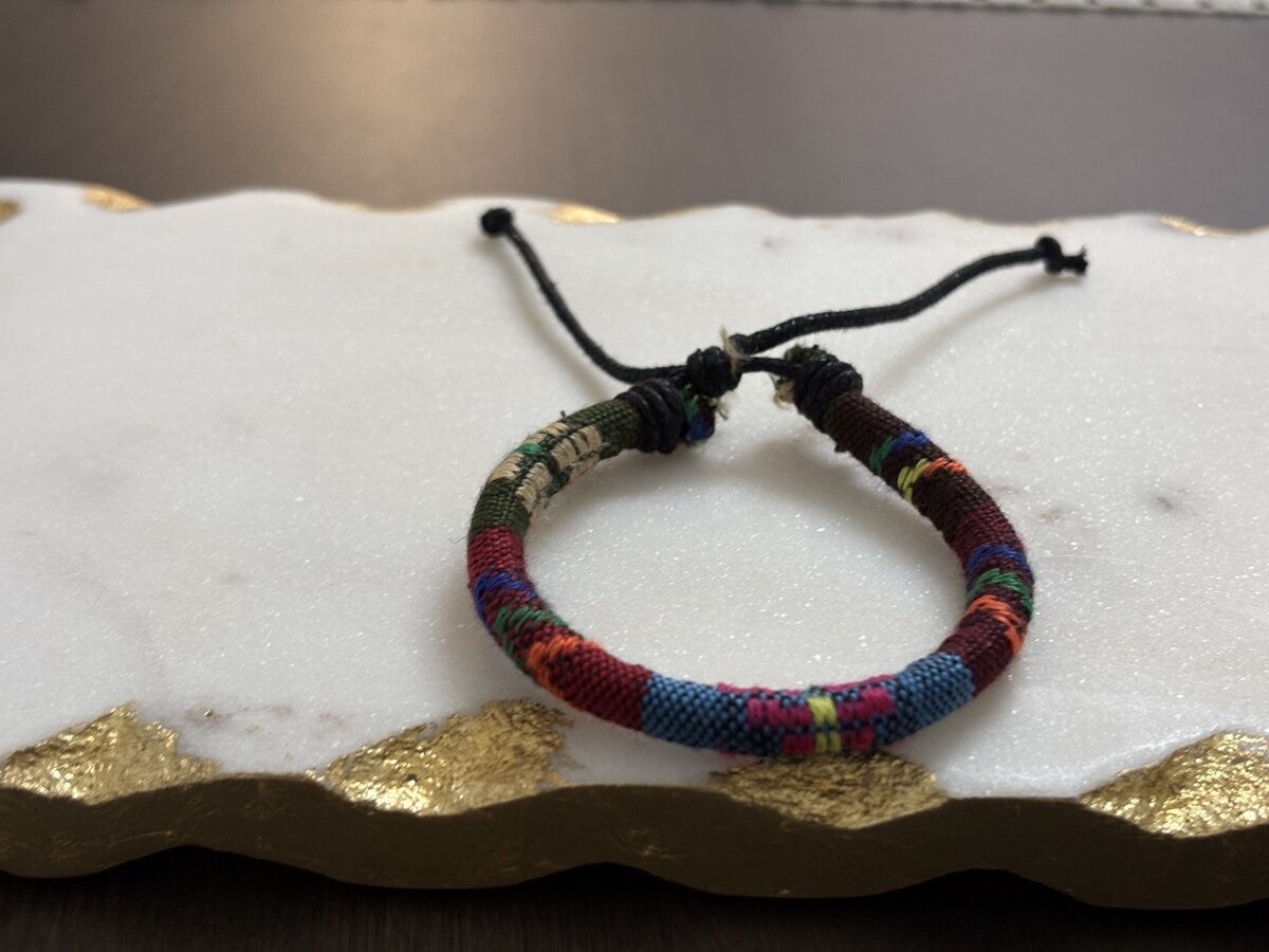 Dark Earth-Tone Woven Fabric Bracelet