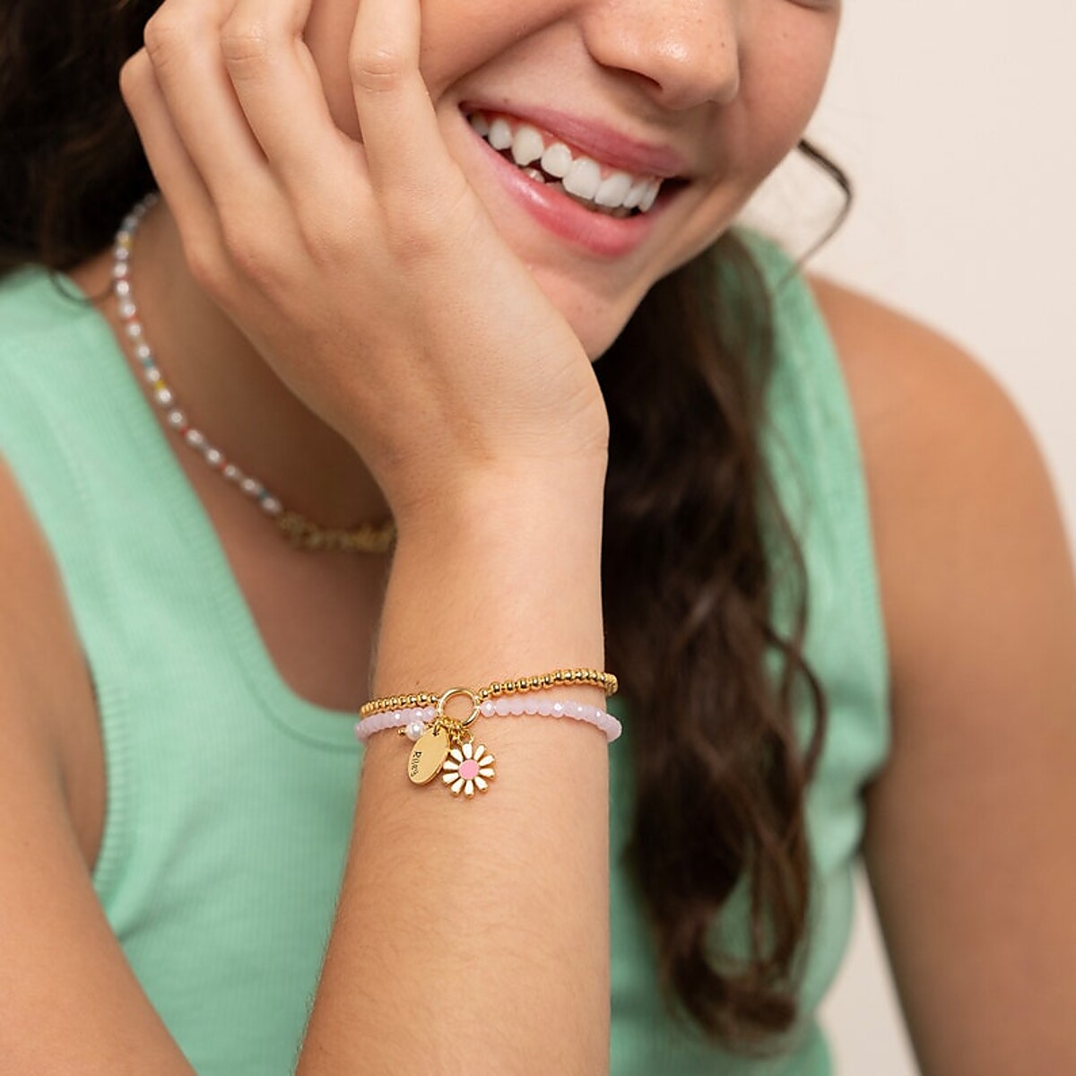 Group of friends with matching welded permanent bracelets on a girls night out in Omaha