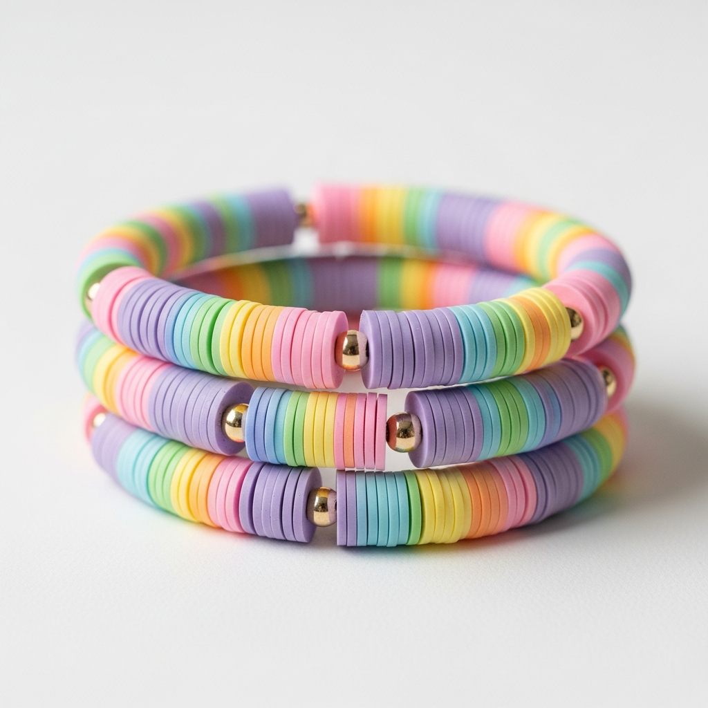 Pastel Rainbow Heishi Stack