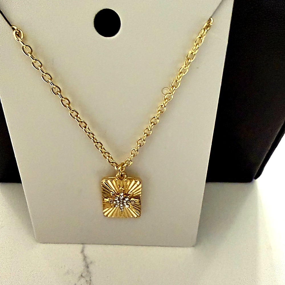 Gold Starburst Square Necklace