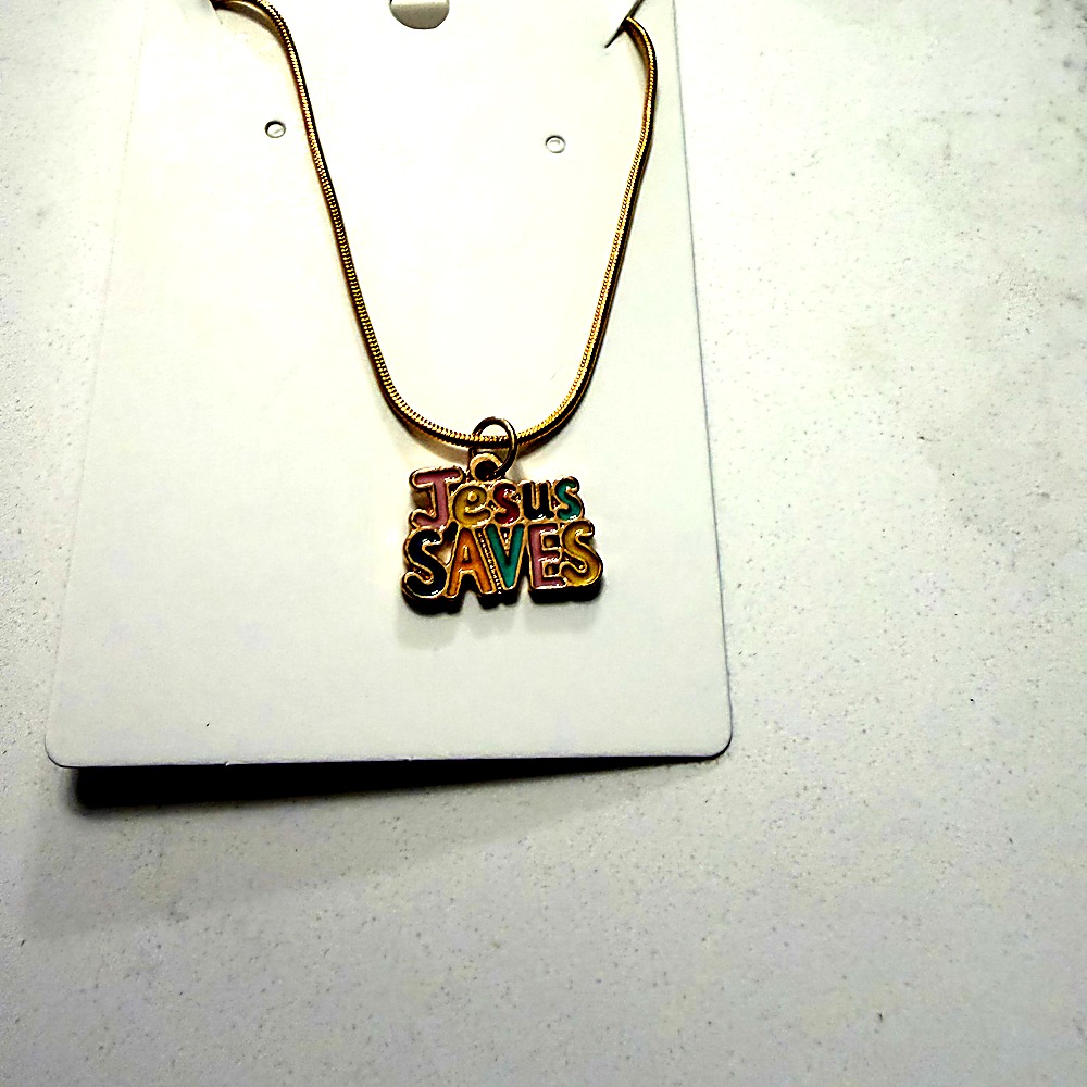 Jesus Saves Colorful Necklace