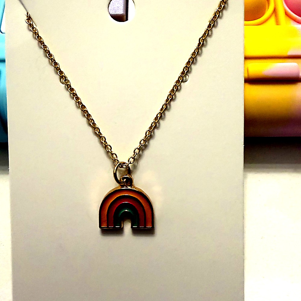 Rainbow Enamel Charm Necklace